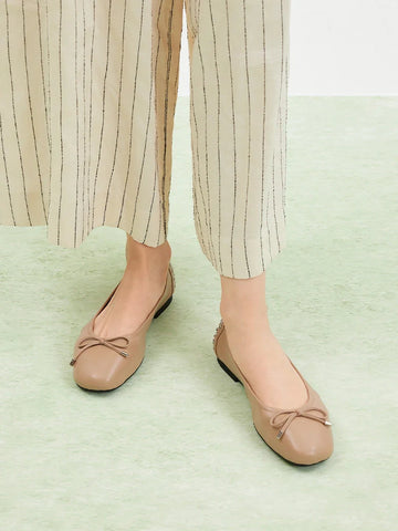 PAZZION, Frances Studded Bow Flats, Khaki